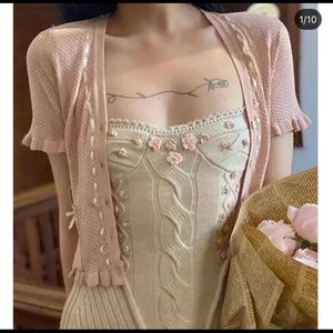 Knit hand embroidered floral spring dress